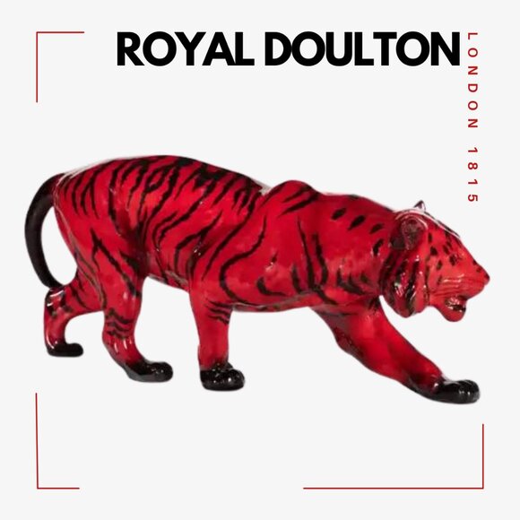 ROYAL DOULTON ENGLAND Flambé Stalking Tiger - Picture 6 of 9